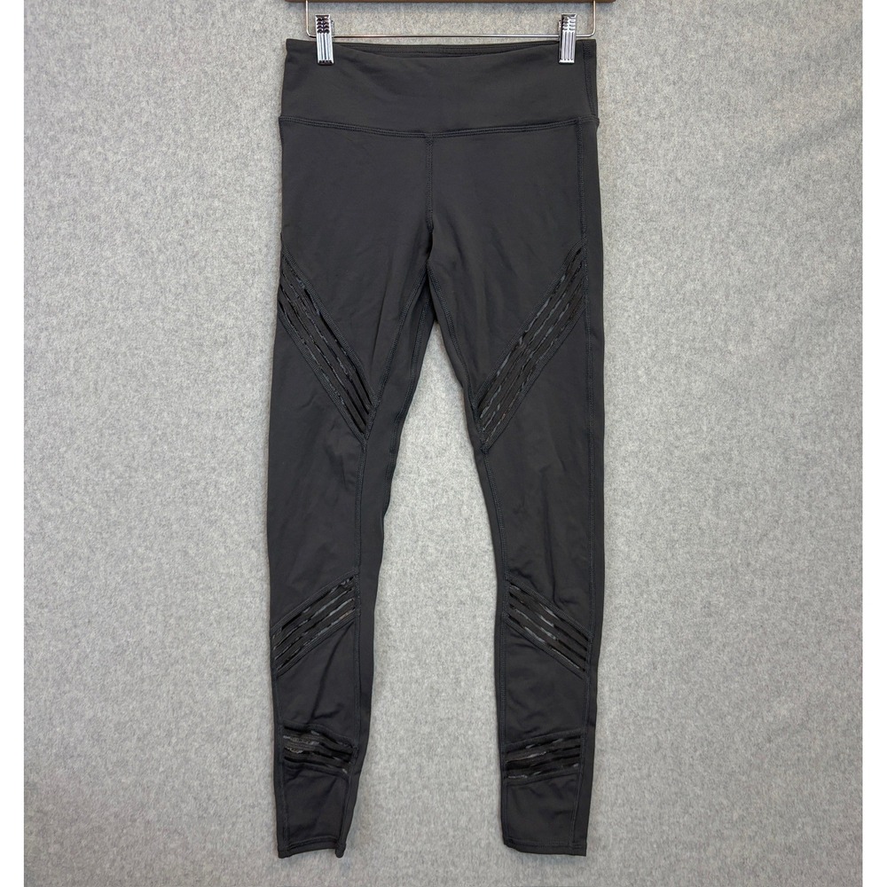 Alo Yoga Leggings Dark Gray Mesh Moto Sporty Activewear Athleisure Size Small